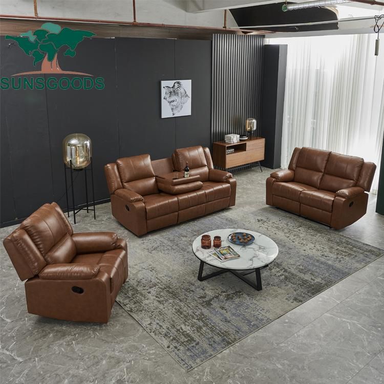Modern Design Wooden Frame Frame Living Room Genuine Leather Sectional Sofa