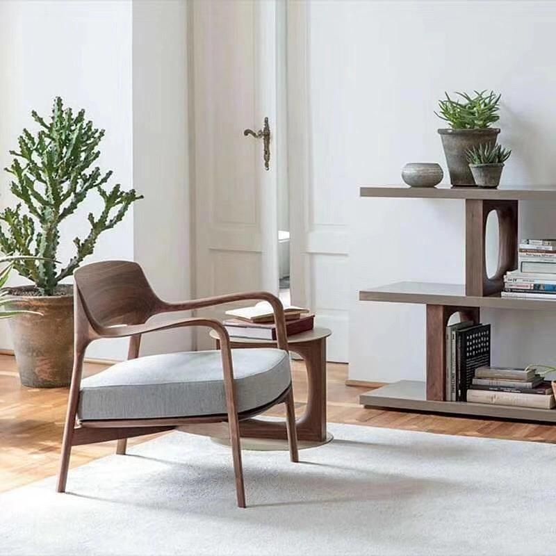 Nordic Wooden Restaurant Furniture Leisure Cushion Lounge Chair Accent Chair