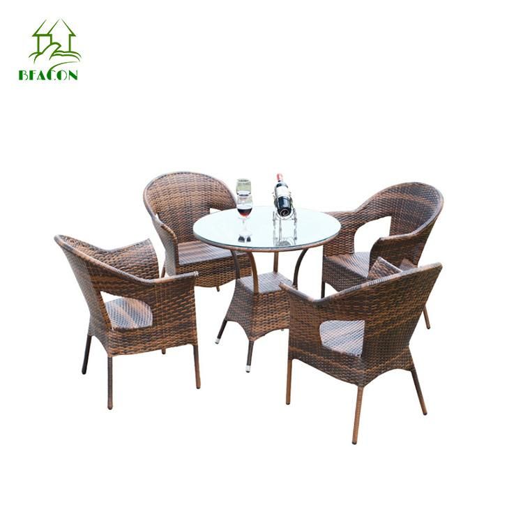 Modern Outdoor Chatting Dining Furniture Rattan Round Garden Set