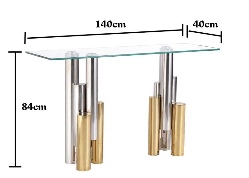 Luxury Italian 201 Grade High Polished Console Table Unique Living Room Furniture with Golden Metal Legs