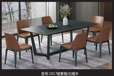 Stainless Steel Leg Dining Table with Chairs Diningroomsets Marble Stone Top Metal Dining Tables
