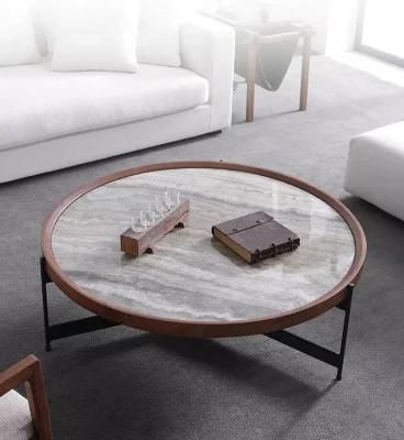 Nordic Fashion Living Room Furniture Set Round Wood MDF Coffee Table Metal Frame