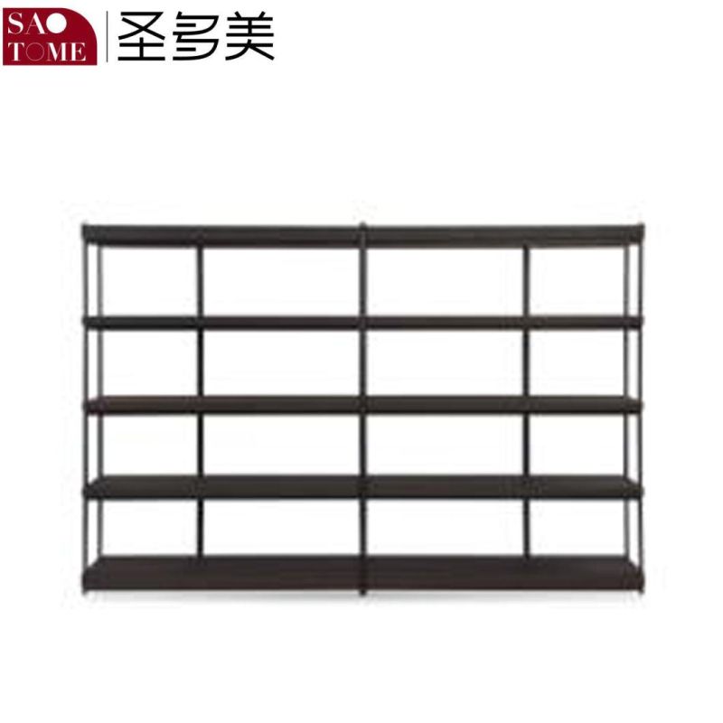 Modern Practical Living Room Study Five Layer Stainless Steel Glass Bookshelf