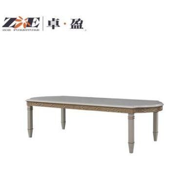 Home Furniture Solid Wood High Glossy Cream Color Modern Furniture Dining Table Designs
