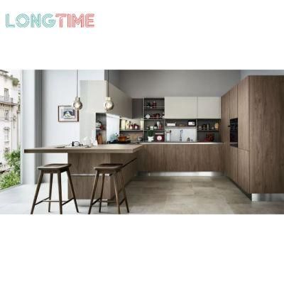 Antique Kitchen Cabinet Simple European-Style Modern Veneer Finish Furniture Kitchen Cabinets (KV15)