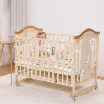 Large Capacity Lockers Shaker Baby Bed Customized Height Adjustable Baby Crib Wood Baby Furniture