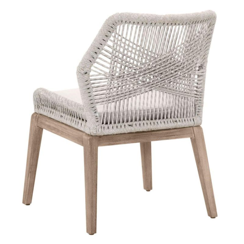 Cross Back Teak Wood Dining Chair with Rope Weaving Back