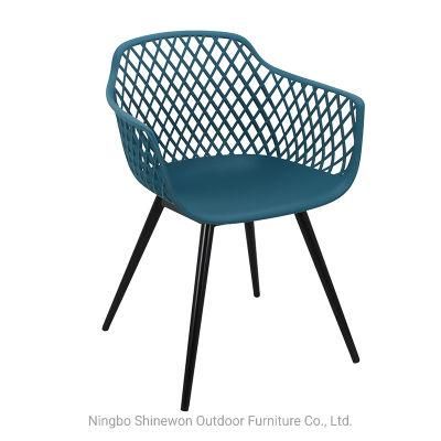Wholesale Outdoor Furniture Modern Style Garden Furniture Austin Plastic Chair Eco-Friendly PP Armrest Dining Chair