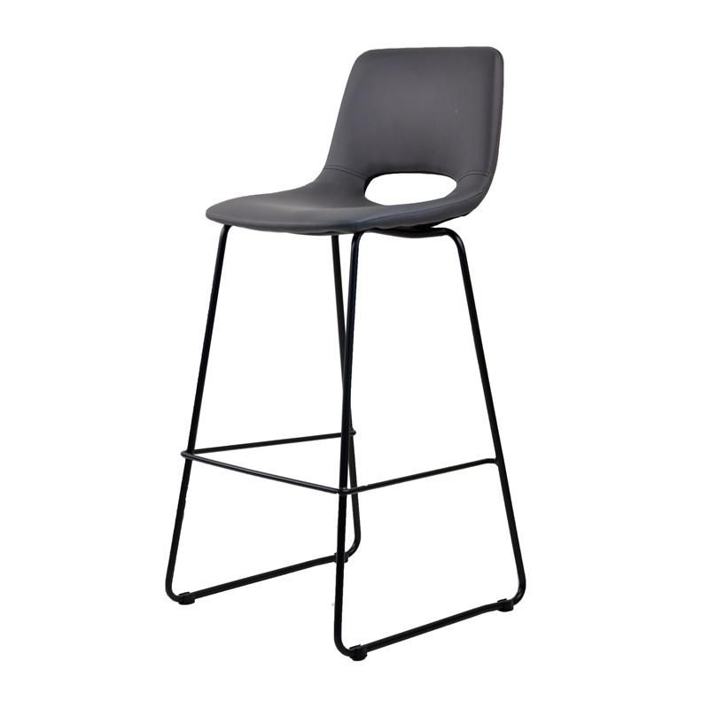 Fancy Counter Fashion High Nordic Light Luxury Restaurant Gray Leather Bar Chair Stools for Sale