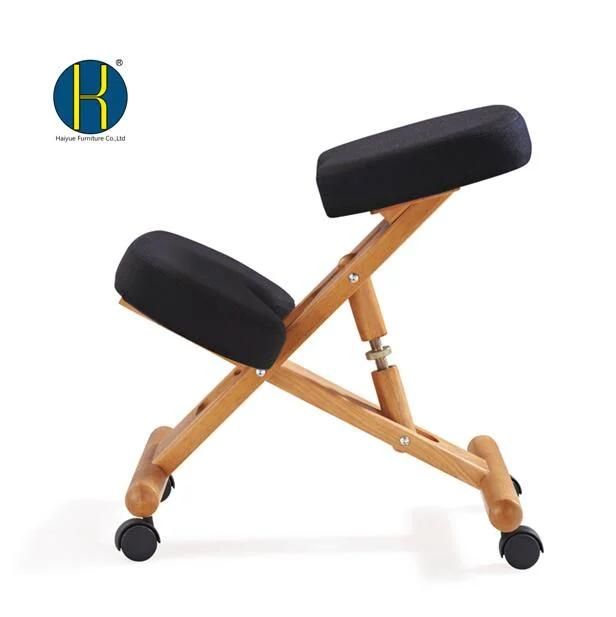 Ergonomic Kneeling Chair Wooden Adjustable Mobile Padded Seat and Knee Rest
