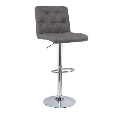Modern Double Needle Sewing Adjustable Chrome Footrest and Base Fabric Seat High Bar Stools for Bar Counter Kitchen and Home