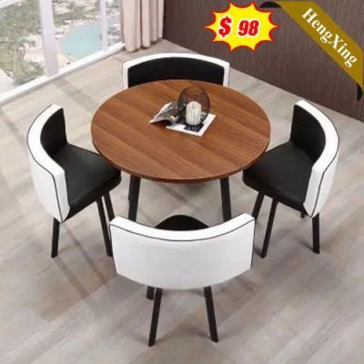 Living Room Modern Furniture Wooden Round Dining Table with Panel Legs
