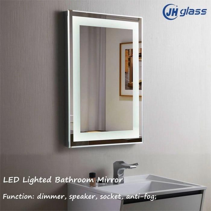 Home Decor Decorative Bathroom Mirror Rectangle Defogger Hotel LED Illuminated Bathroom Mirror with Touch Switch