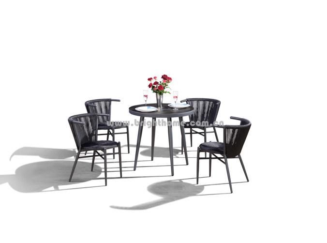 Simple Modern Design High Quality Aluminium Frame Wicker Garden Stackable Chair and Table Outdoor Dining Furniture