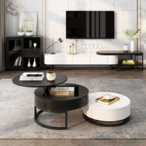 Modern Luxury Round Adjustable Storage Lift-Top Coffee Table