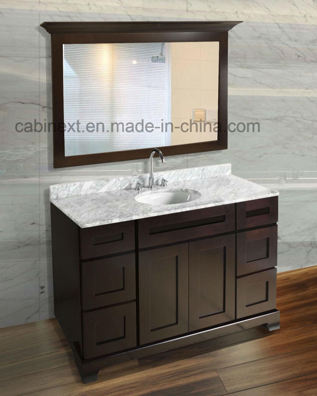 Solid Wood Bathroom Cabinets Wooden with Mirror Factory Directly