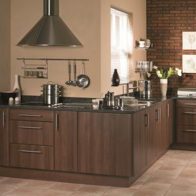 Custom Made Modern Burlywood Modular Solid Wood Melamine Kitchen Furniture