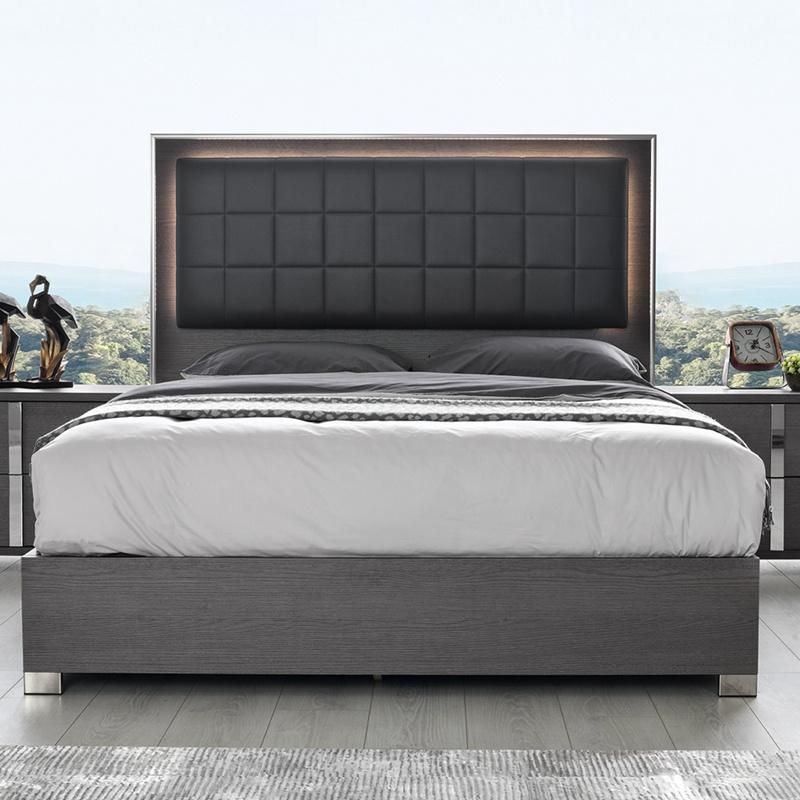 Nova Elegant High Quality Modern Oak-Gray High Gloss Sleeping Bed