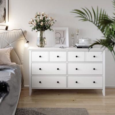 Classic Furniture Coffee Table Wooden Cabinet White Painting 8 Drawer Double Dresser Sideboard for Bedroom