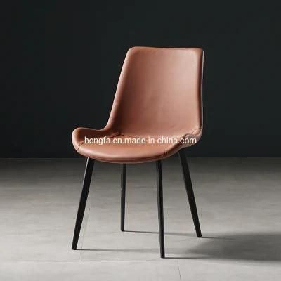 Modern Furniture Hardware Steel Frame Leather Cushion Dining Chairs
