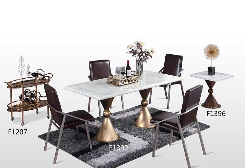 Gold Brush Metal Dining Table Set Dining Furniture Sets Round