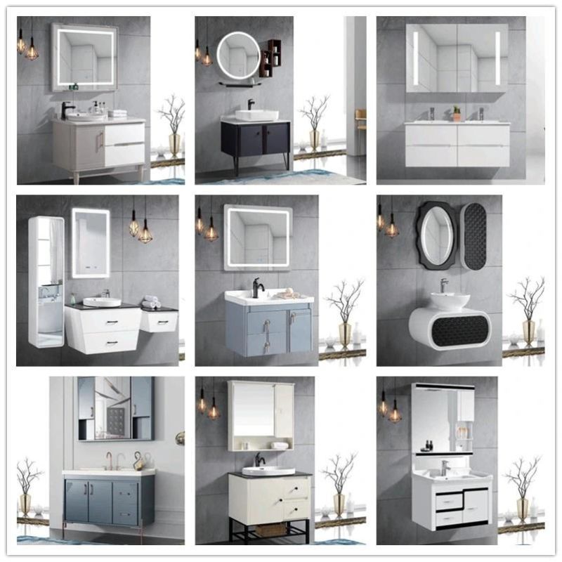 Classic Design Wall Mounted PVC Bathroom Cabinet Vanity Furniture Combo with Sink Drawers and Mirror Set
