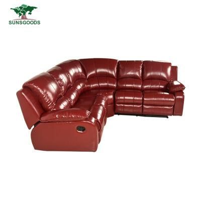 Leather Manual Electric Recliner Massage Chinese Top Grain + PVC Half Leather Corner Home Modern Sofa