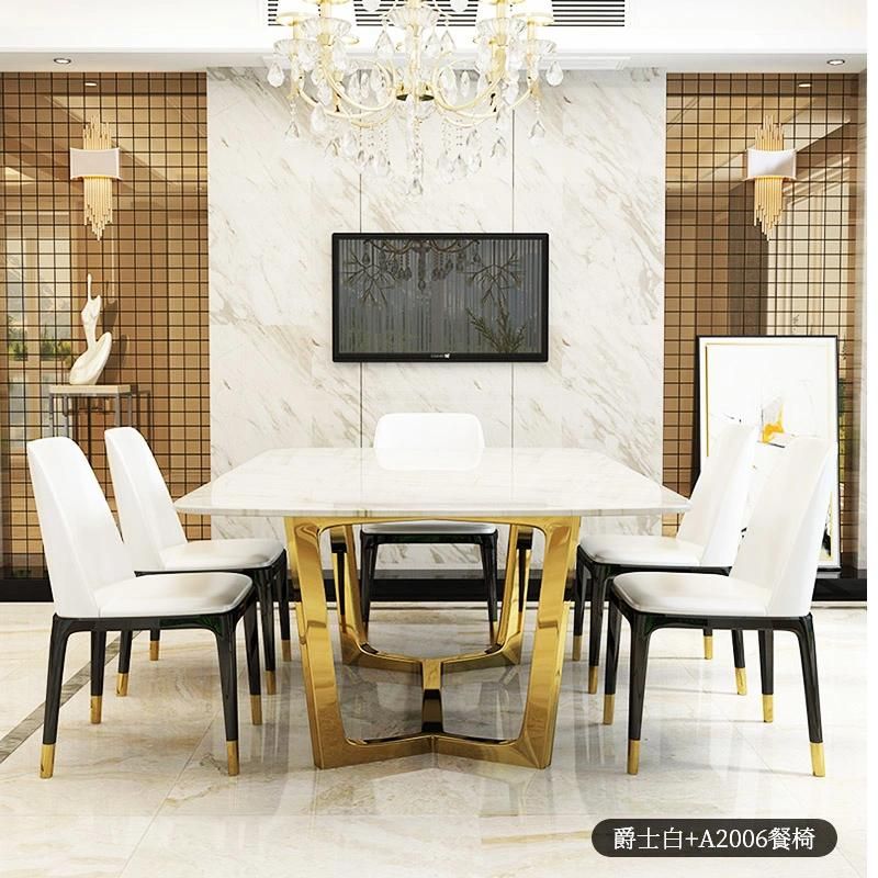 Fancy Marble Top Stainless Steel Table for Dining Room