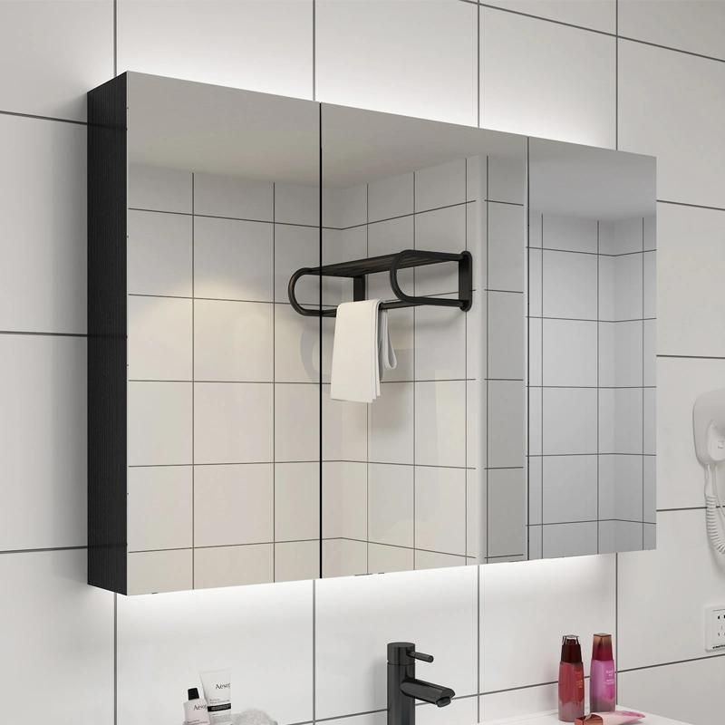 Luxury Furniture Color Temperature Adjustable Single Double Door Frameless Mirror Cabinet for Bathroom