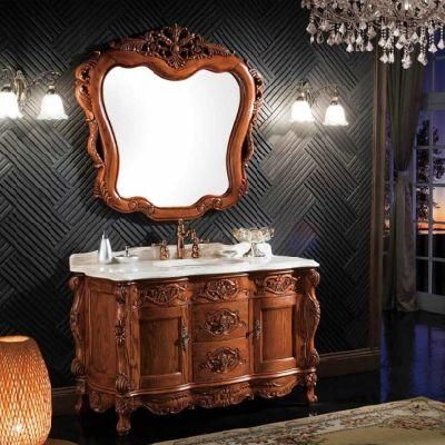 European Standard Simple Classical Style Furniture American Red Oak Solid Wood Bathroom Cabinet