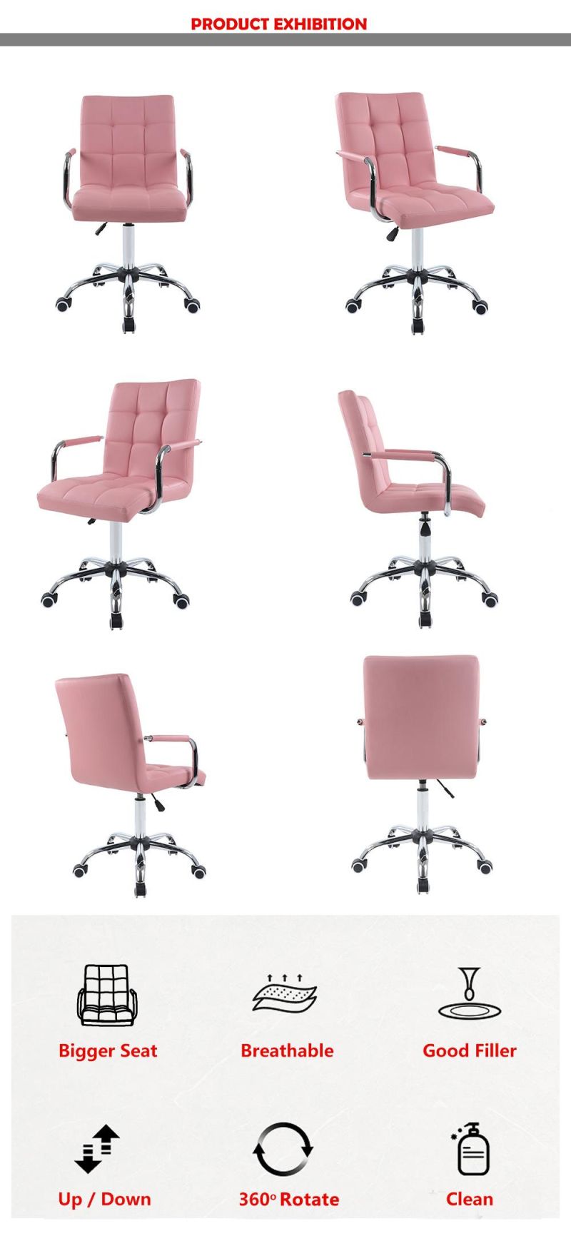 Modern PU Seats Swivel Bar Chair with Wheels Bar Stool Bar Furniture Commercial Furniture