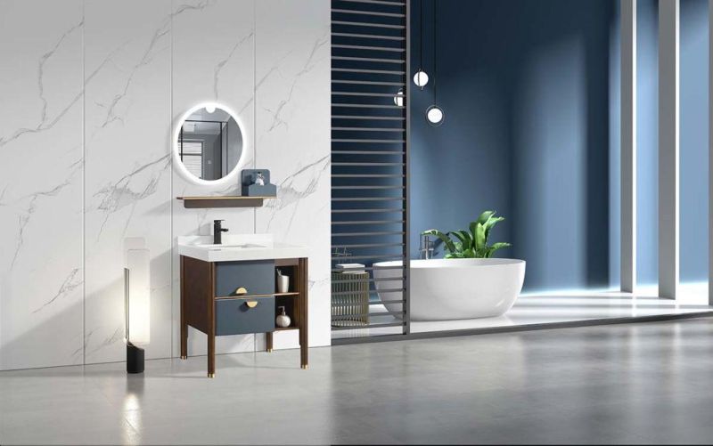 Wholesale Cheap Wendy 40" Floor Mounted Solid Surface Wood Bathroom Cabinet Furniture Vanities