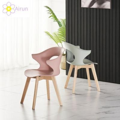 Restaurant Plastic Chair Wholesale Stackable Wood Leg Dining Chair Design for Sale