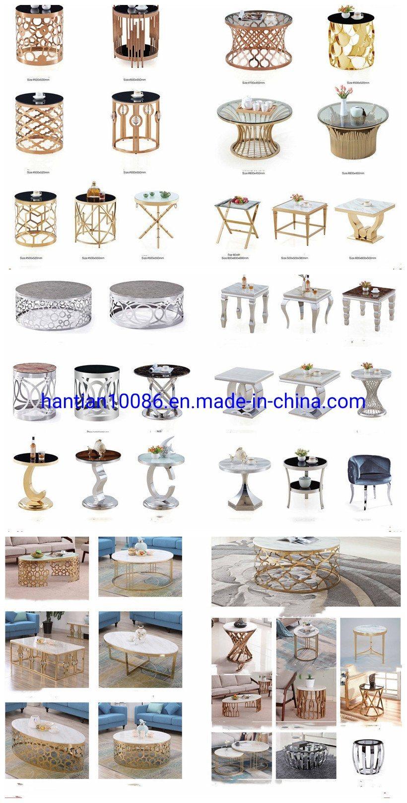 Romantic Rose Gold Wedding Hall Stainless Steel Dining Table and Chair Sets