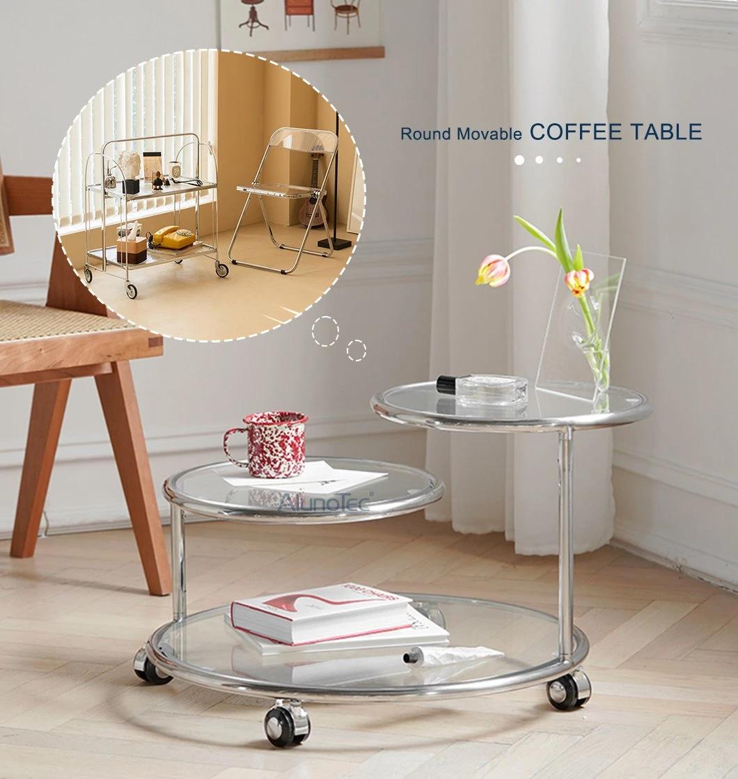 Factory Price Modern Home Furniture Stainless Steel Frame Round Metal Marble Coffee Table Tea Table