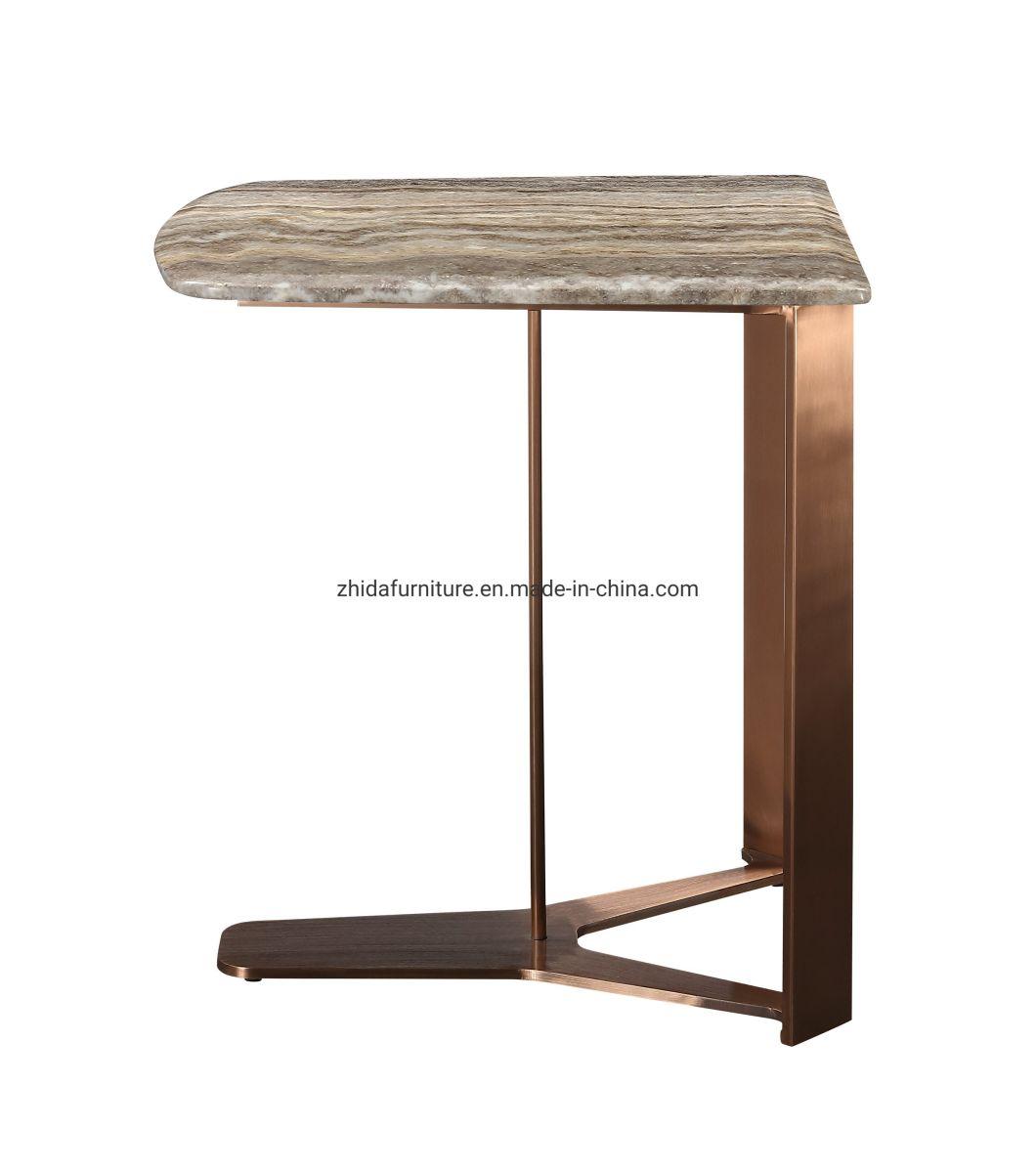 Hotel Furniture Modern Bedroom Metal Marble Side Coffee Table