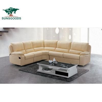 Luxury Classic European Lounge Genuine Leather 7 Seater Recliner Wood Frame Sofa Furniture