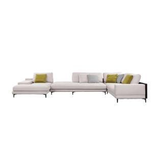 Modern Linen Fabric Corner Sofa with Chaise