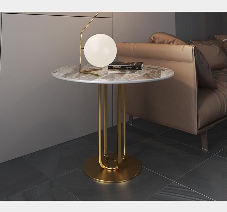 Cheap Price High Quality Coffee Round Marble Dining Tea Table with Steel Legs