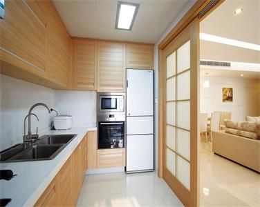 Modern Indoor L Shaped Waterproof Modular Wood Veneer Kitchen Cabinet