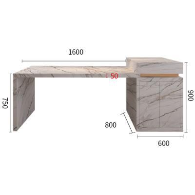 Modern Furniture Marble Rock Plate Dining Table Gold-Decorated Kitchen Cabinet