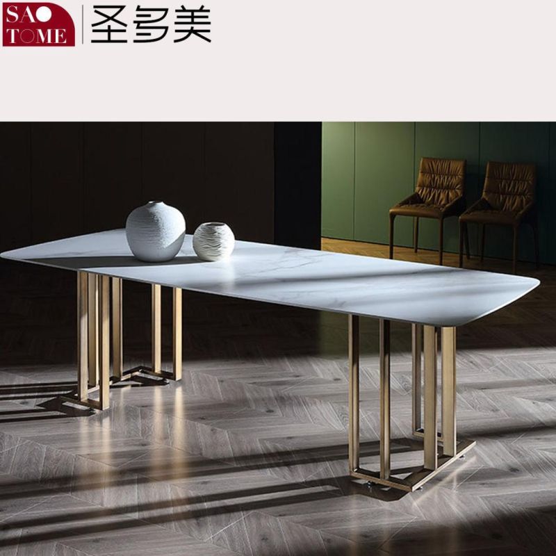 Modern Living Room Dining Room Furniture Stainless Steel Square Tube Vertical Bar Dining Table