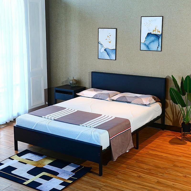 Modern Black Steel Iron Queen Size Hotel King Platform Metal Bed Frame Double