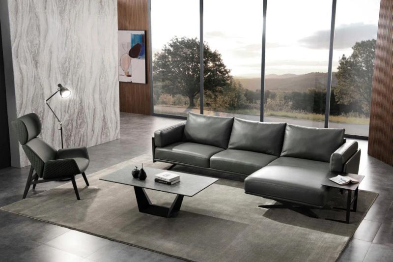 Fashion Leisure Chair Home Furniture Italian Style Leather Sofa Set in Lving Room Furniture