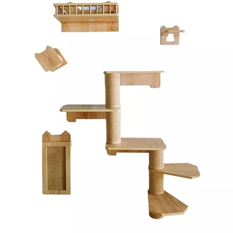 Modern Wall Cat Climb Track Frame DIY Wall Mounted Cat Shelves Luxurious Wall Cat Furniture with Scratching Posts