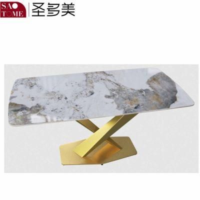 Modern Rock Board Furniture Cross Table Titanium Dining Table