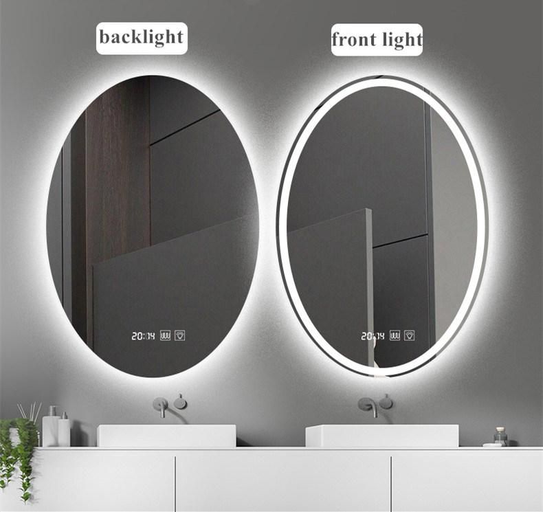 Modern Bathroom LED Flower-Shaped Light Wall Hanging Silver White Round Adjustable Bathroom Mirror