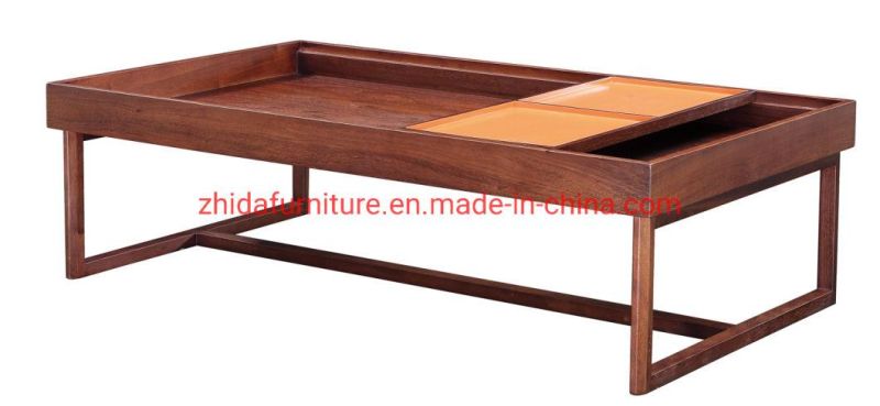 Modern Walnut Wood Top Coffee Table