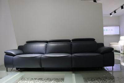 Italian High End Luxury Living Room Furniture 3 Seater Sofa with Stainless Steel Legs Leather Sofa