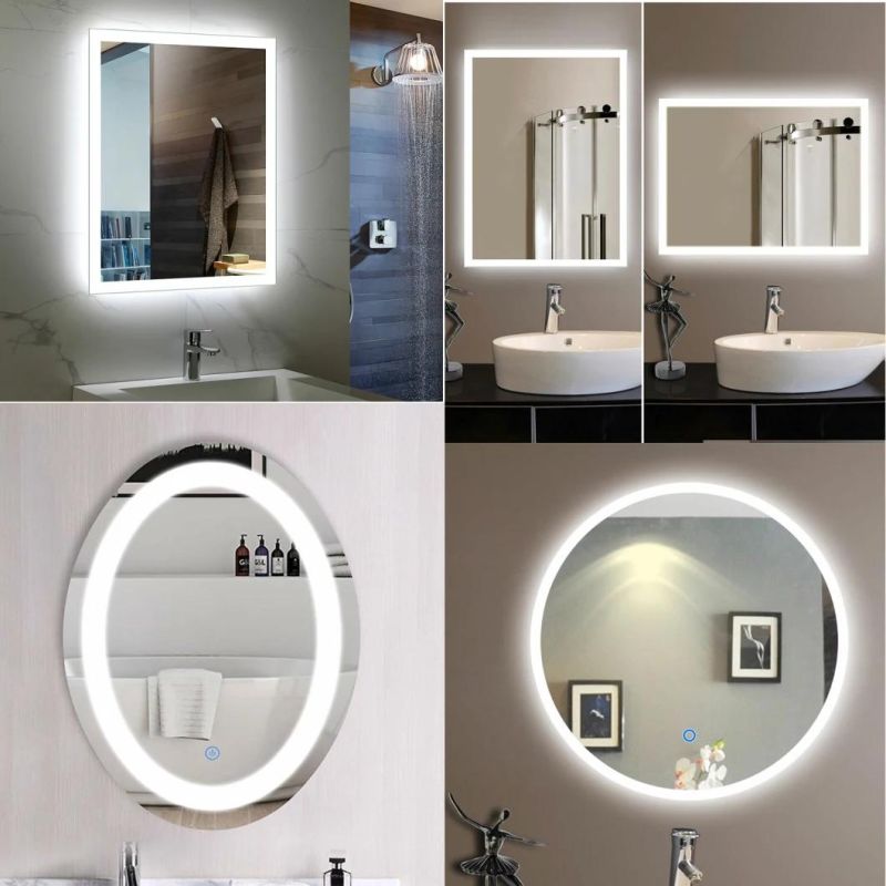 Illuminated Smart Frameless Rectangular Bathroom LED Mirror with Defogger Dimmer Magnifier